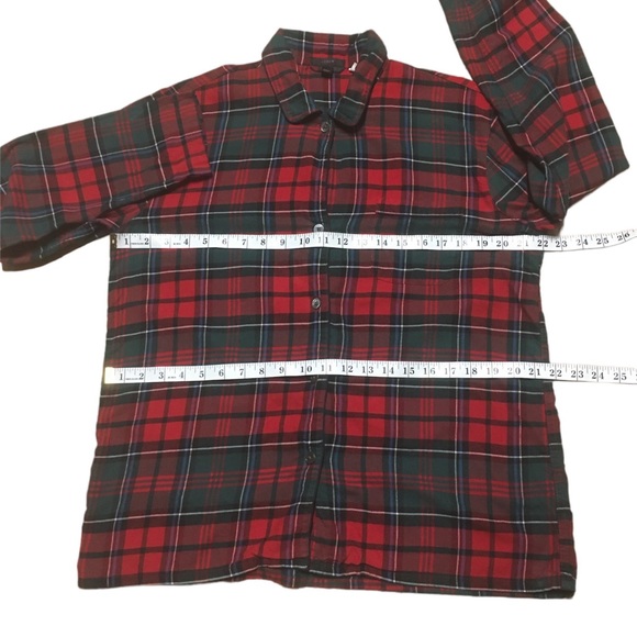 J Crew Red Plaid Button Down Sleep Shirt Size M - Picture 3 of 12